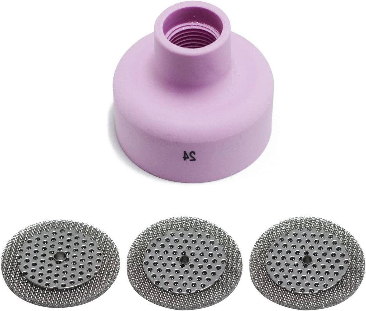 Allecta - Set van 4 keramische en Pyrex glazen TIG mondstukken met scherm voor SR WP 9 20 17 18 26 lastoortsen