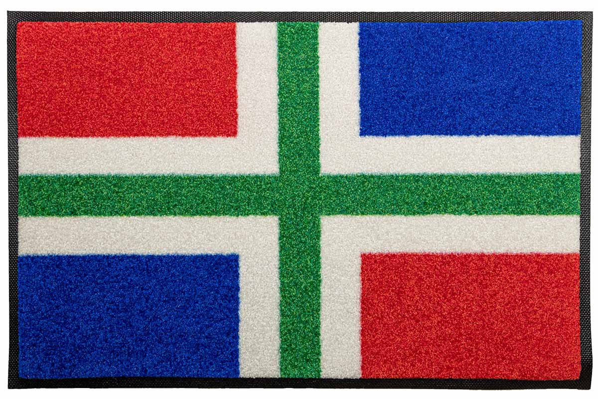 LogoMatz Deurmat Groningen 40cm x 60cm - Antislip - Geschikt voor wasmachine - Kleurecht - Geen schadelijke weekmakers - Gemaakt in Europa - Groningse vlag Blauw
