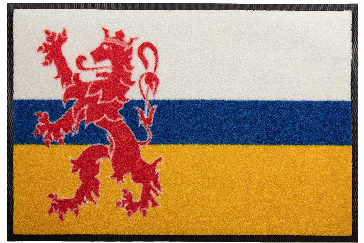 LogoMatz Deurmat Limburg 40cm x 60cm - Antislip - Geschikt voor wasmachine - Kleurecht - Geen schadelijke weekmakers - Gemaakt in Europa - Limburgse vlag Wit