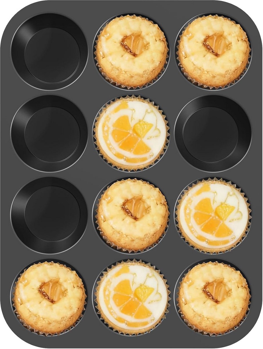 Grote siliconen muffinvorm voor 12 muffins - Zwart
