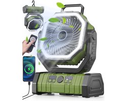Ventilator met LED-lantaarn voor Camping en Outdoor Activiteiten - 4 Snelheden, Stil, USB Oplaadbaar