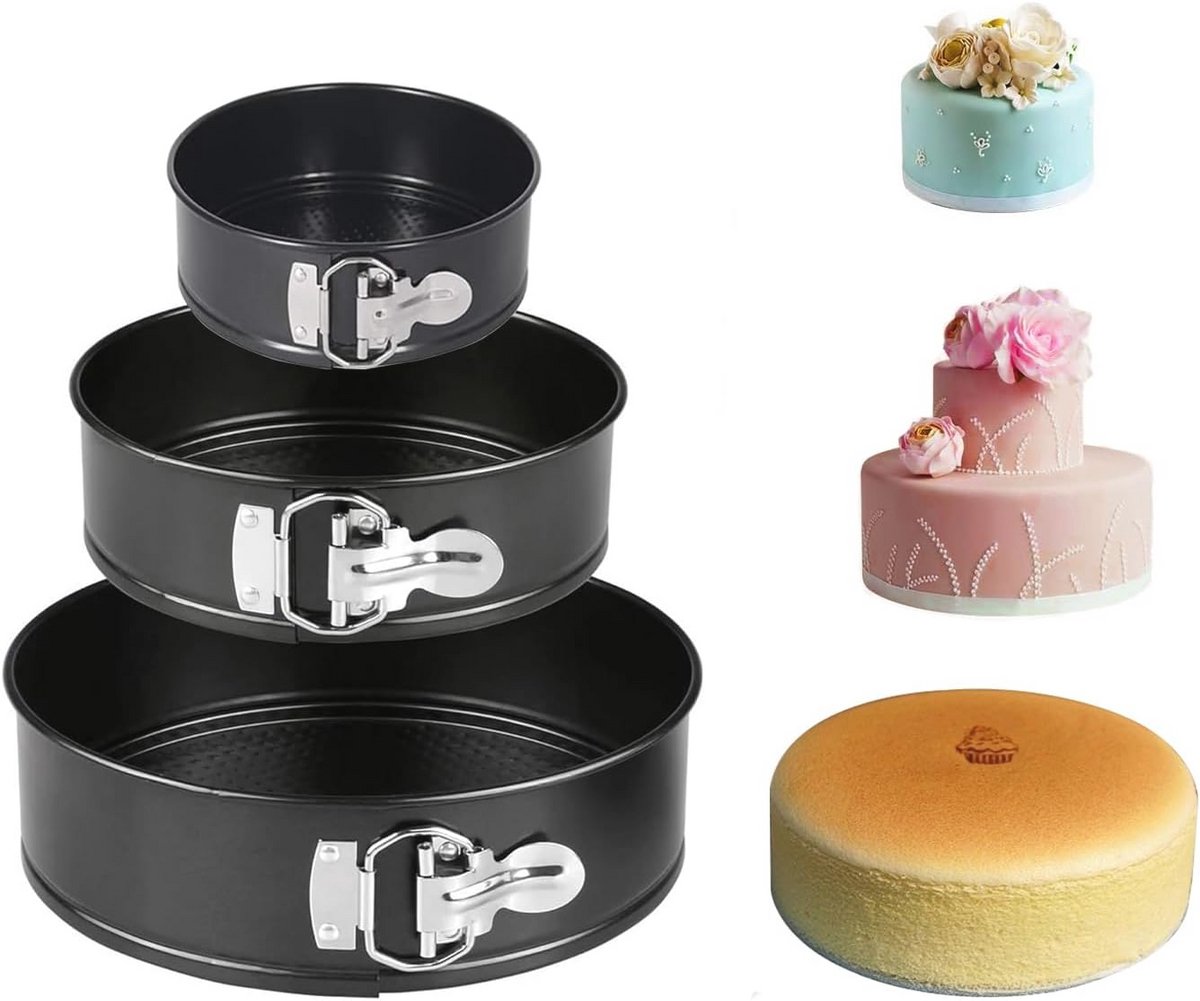 Set van 3 Taartvormen - Antiaanbak Springvormen en Cheesecakevorm