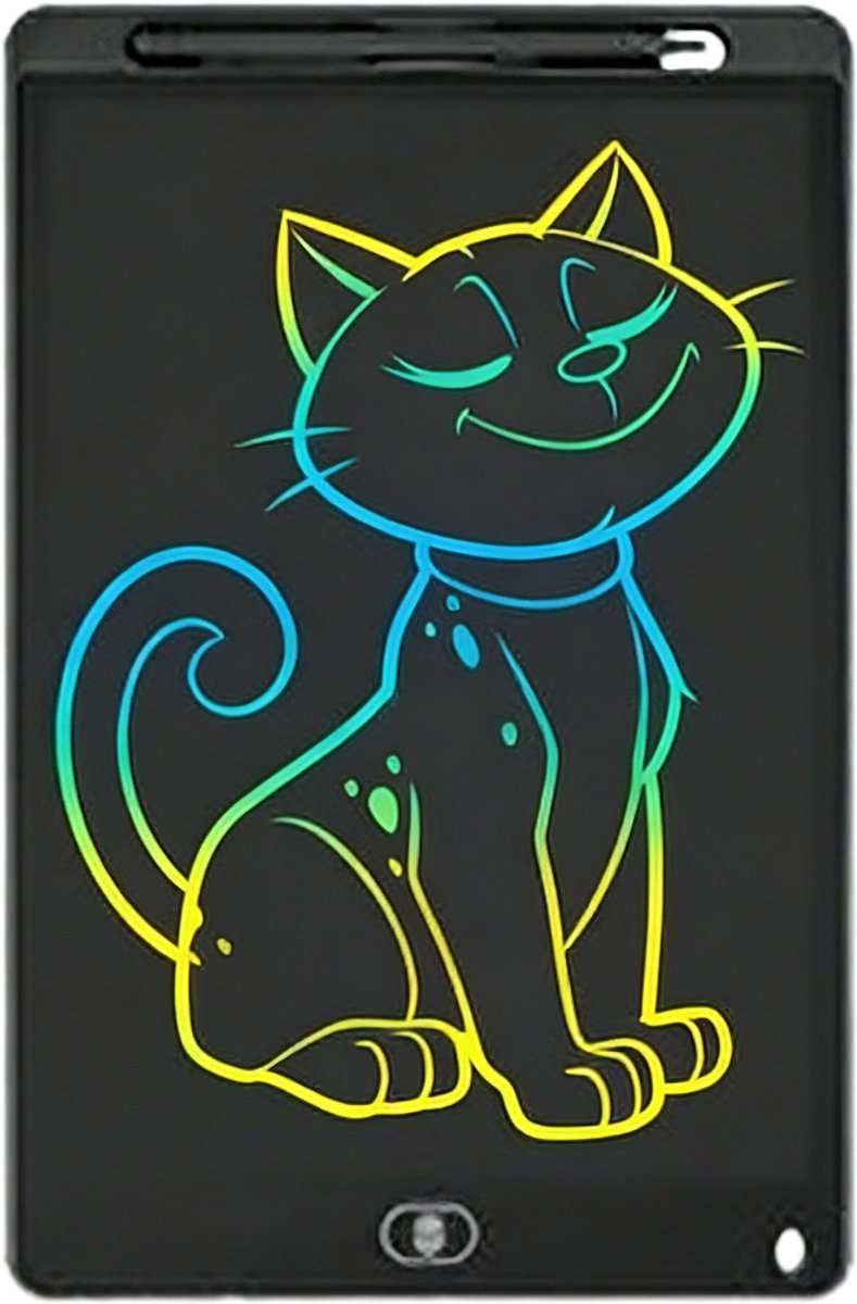 Zwart LCD-schrijfbord 12 inch - kleurrijk elektronisch tablet - draagbaar uitwisbaar tekenbord - grafisch tablet voor kinderspellen 3, 4, 5, 6, 7 jaar oud kind jongens meisjes