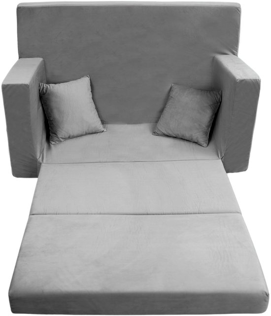 Flumi opvouwbare mini kindersofa - zachte kinderbank met uitklapfunctie en afneembare hoes, grijs van Flumi — afbeelding 5