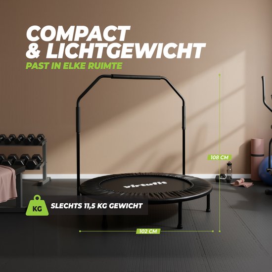 VirtuFit Opvouwbare Fitness Trampoline met Handvat - Zwart - 100 cm - Geschikt voor Jong en Oud - Uitsluitend voor Fitnessdoeleinden - Inklapbaar - Fitness Trampoline Opvouwbaar - Fitness trampoline met Beugel - Fitnesstrampolines