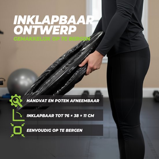 VirtuFit Opvouwbare Fitness Trampoline met Handvat - Zwart - 100 cm - Geschikt voor Jong en Oud - Uitsluitend voor Fitnessdoeleinden - Inklapbaar - Fitness Trampoline Opvouwbaar - Fitness trampoline met Beugel - Fitnesstrampolines