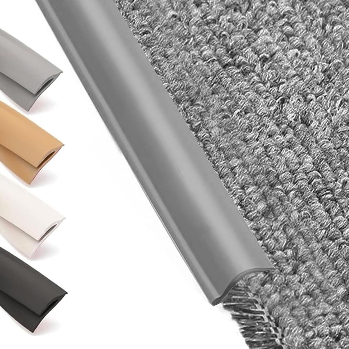 Allecta - Zelfklevend tapijt, randlijst, PVC-overgangsstrips grijs 5 meter lang