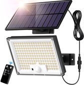 Solar buitenlamp met afstandsbediening – LED tuinverlichting op zonne-energie, IP65 waterdichte wandlamp voor tuin, oprit, terras en villa gevel – gescheiden zonnepaneel – 15,5 x 14,5 x 5,5 cm
