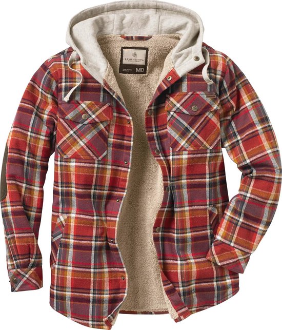 Chemise à capuche en flanelle à manches longues pour homme avec doublure berbère