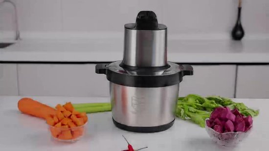 Elektrische hakmolen met 6 messen en een kom van 5 liter van roestvrij staal, elektrische mixer van 500 watt met 5 snelheden voor fruit, groenten, vlees enz. (A