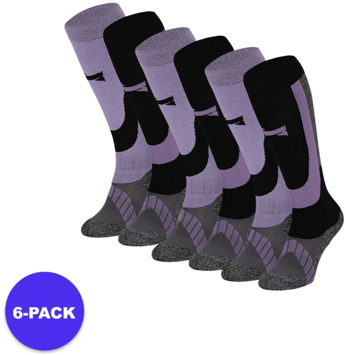 Morethansocks Skisokken unisex 6-paar t/m 48 merino wol ski sokken skisokken heren skisokken dames skisokken Paars