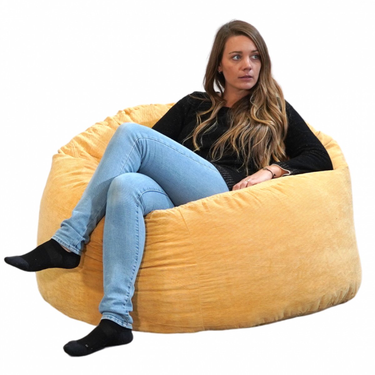 Bananair - Zitzak afneembare hoes - ribfluweel - Geel - 100 cm