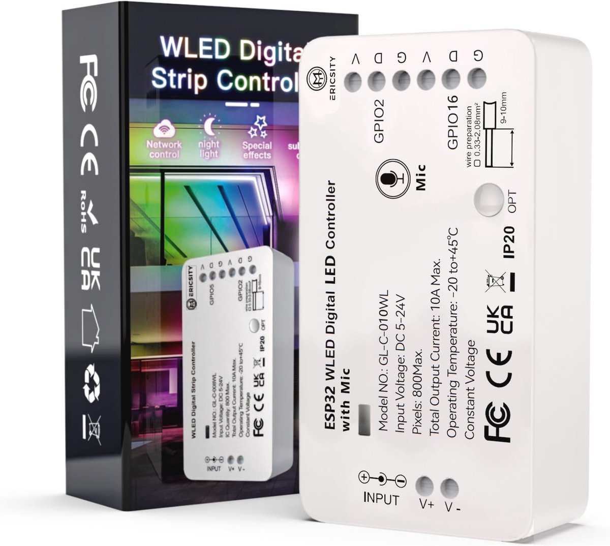 WLED Addressable LED Strip Controller voor NeoPixel en SPI-chipsets - WIFI Smart LEDs