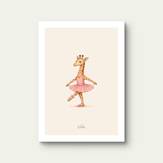 Affiche Enfant Little Livo Ballerina Gira – Affiche Chambre d'Enfant – Décoration Murale – 21 x 30 cm – Mat – 250 g/m² Papier
