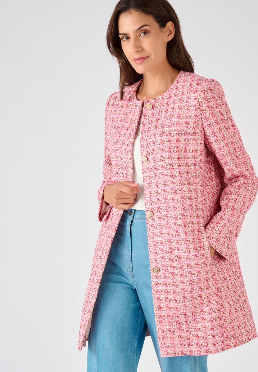 Damart Vest lang tweed effect glanzend garen Dames Rood
