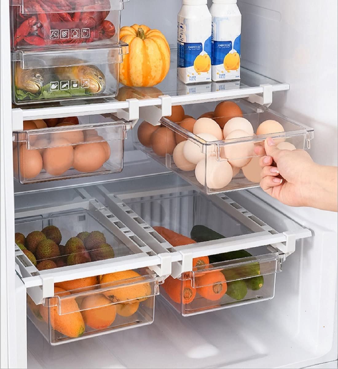 Unyqoos® Transparante en Stapelbare Koelkastorganizer voor Optimaal Keukenbeheer