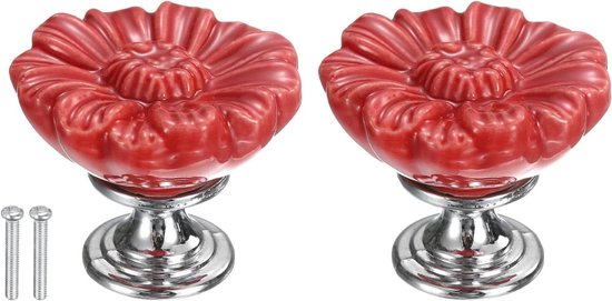 Allecta - Set van 2 kristallen toiletknoppen voor vrouwen met lange nagels in rood ontwerp - Toiletknop drukknop - Toilethouder knop