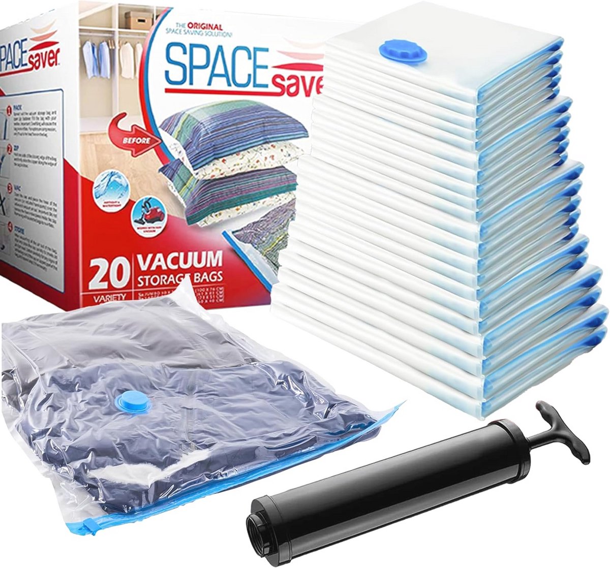 Ruimtebesparende vacuüm opbergtassen voor reizen - 80% meer opslag met hand-pomp