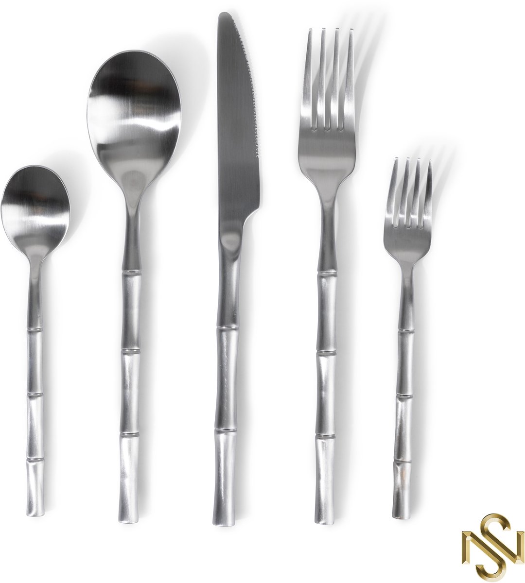 San Naila- Bestekset Bamboo - 6 persoons- 30-delig- Zilver