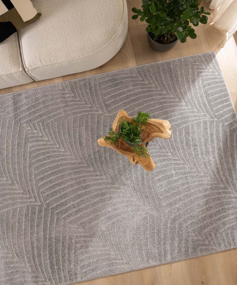 Scandinavisch vloerkleed - Contour Leaf grijs 100x150