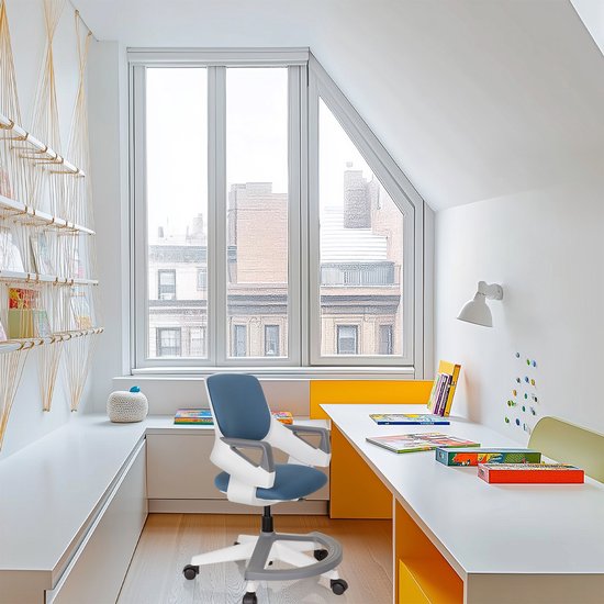 hjh OFFICE KID Flex - Chaise de bureau enfant - Bleu gris - Tissu