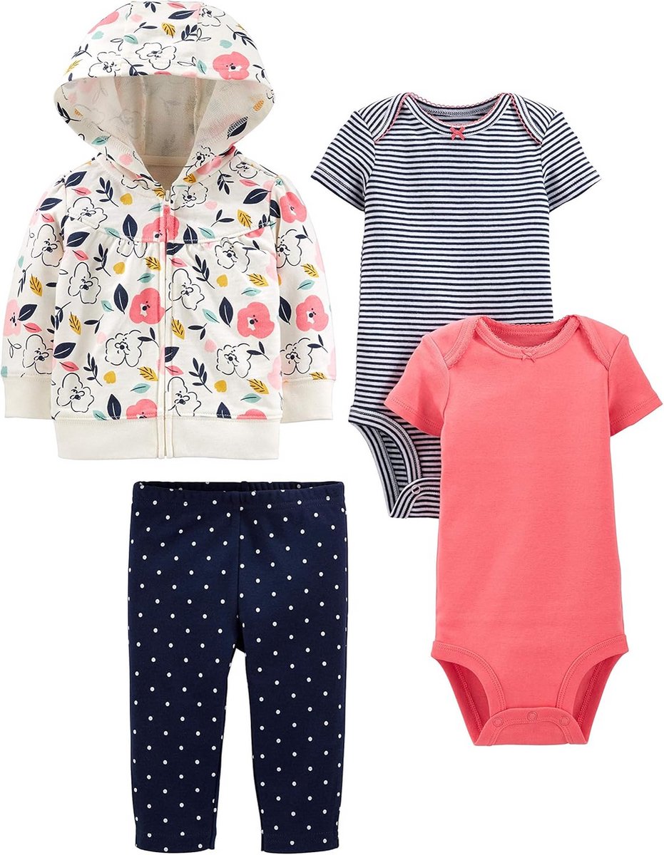 4-delige Set voor Baby Meisjes: Jas, Broek en Romper Set