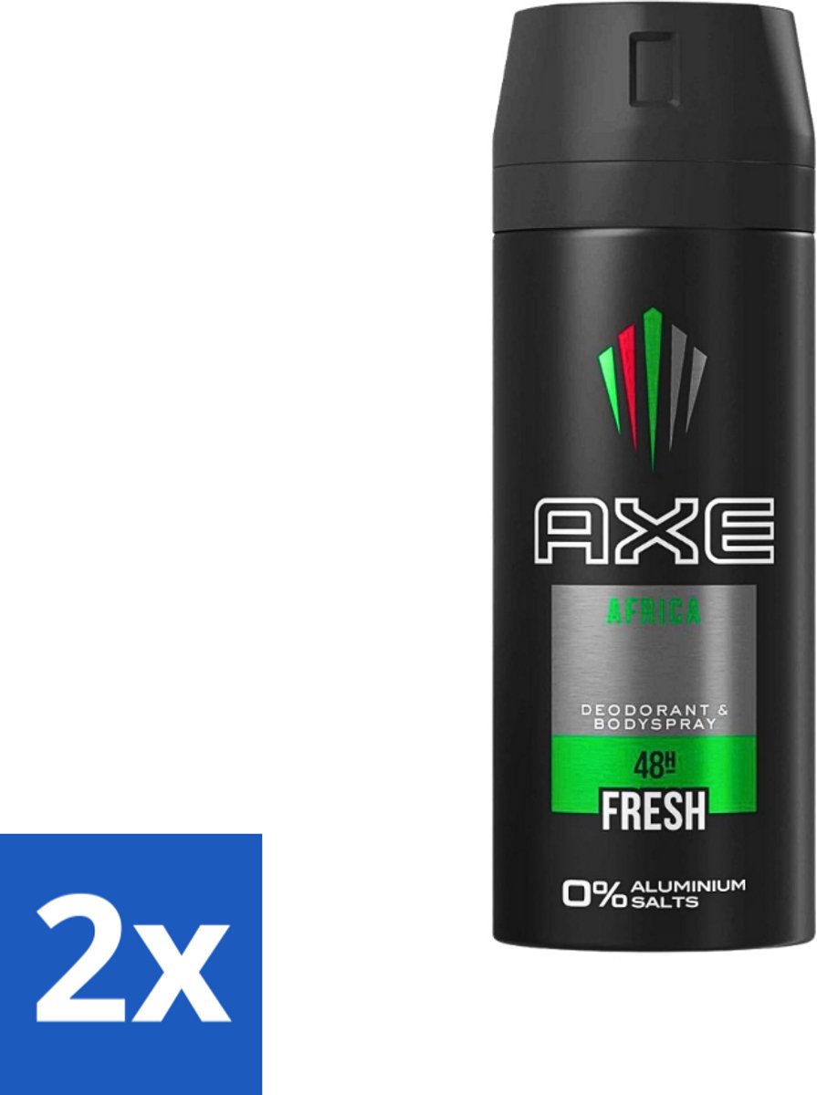 2 x AXE - Deodorant Spray - Africa - Sinaasappel & Sandelhout - Verzorgend - 150 ml - AXE Deodorant - Deodorant Spray - Sinaasappel Geur - Sandelhout Geur - Langdurige Bescherming
