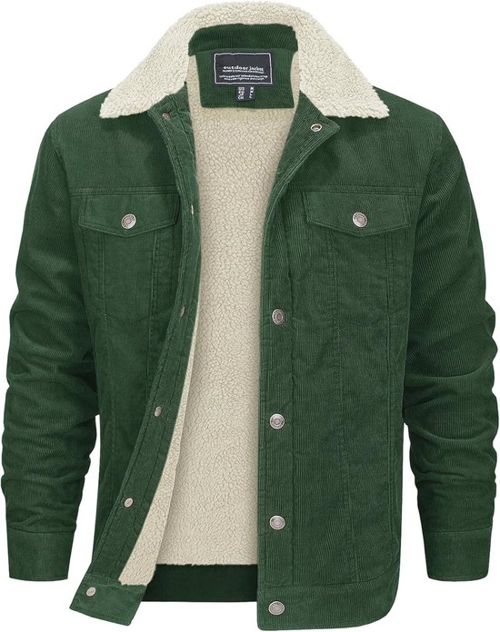 EKLENTSON Mannen Corduroy Jassen Katoen Sherpa Fleece Voering Trucker
