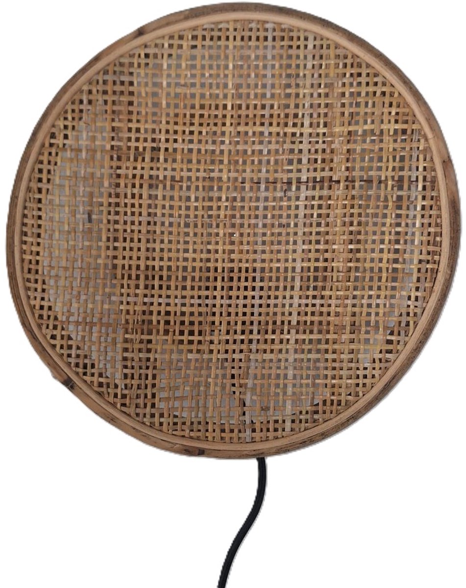 MigoStyling - Wandlamp - Webbing blond - Dia 30 cm - Wandverlichting - Rotan - incl 4 watt lamp