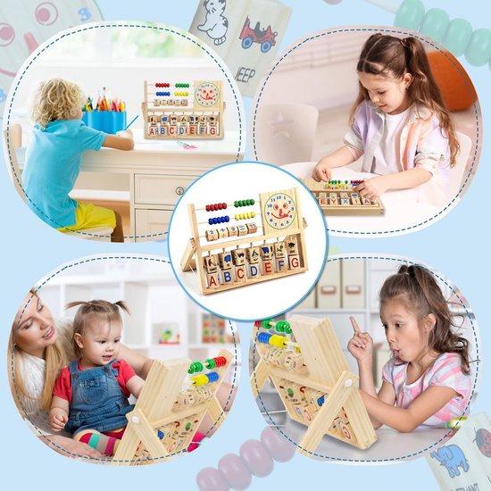 Verticale Abacus Verticale Houten Abacus - Montessori Telraam Met 5 Staven & Gekleurde Schijven - Leer Tellen, Optellen, Wisselgeld Op Een Leuke Manier! Leren Tellen Abacus