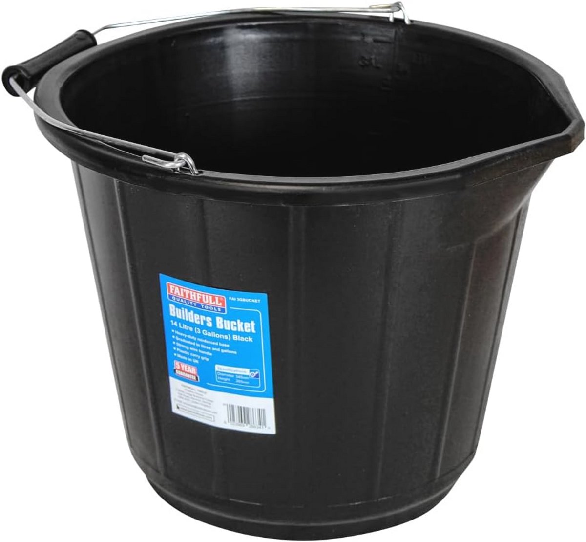 Zwarte Bouwemmer 14 Liter - Universieel Gebruik