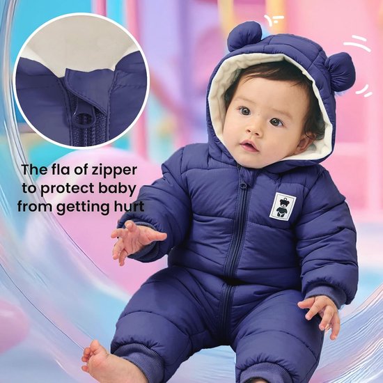 Hooded Winter Romper voor Baby's - Warme Snowsuit Jumpsuit voor Jongens en Meisjes (0-12 Maanden) van Merkloos — afbeelding 4