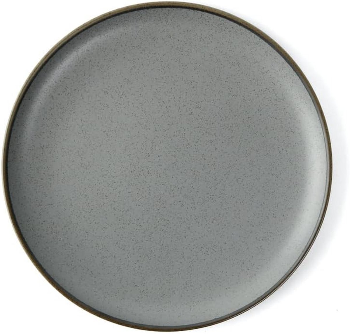 Plat Porseleinen Bord Rond 21 cm - Grijs Steengoed Look