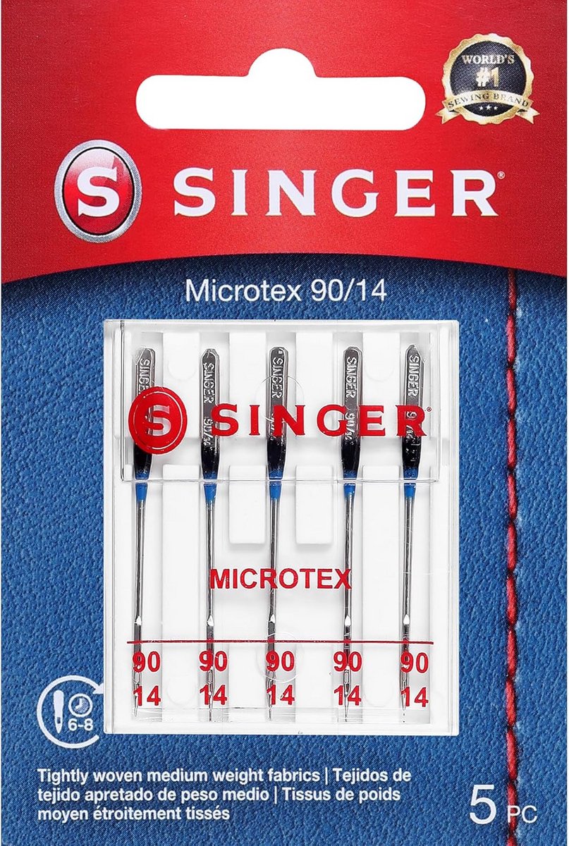 Microtex Naaimachine Naalden Maat 90/14 (5 Stuks) voor Rechte Stiksels