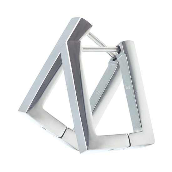 Lady London – Boucles d'oreilles – Rectangulaire – RVS – Couleur argent – 1 paire