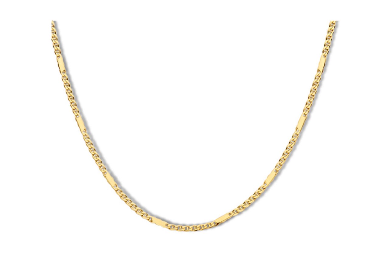 14 karaats gouden schakelcollier - valkenoog met tussenstuk - 45cm