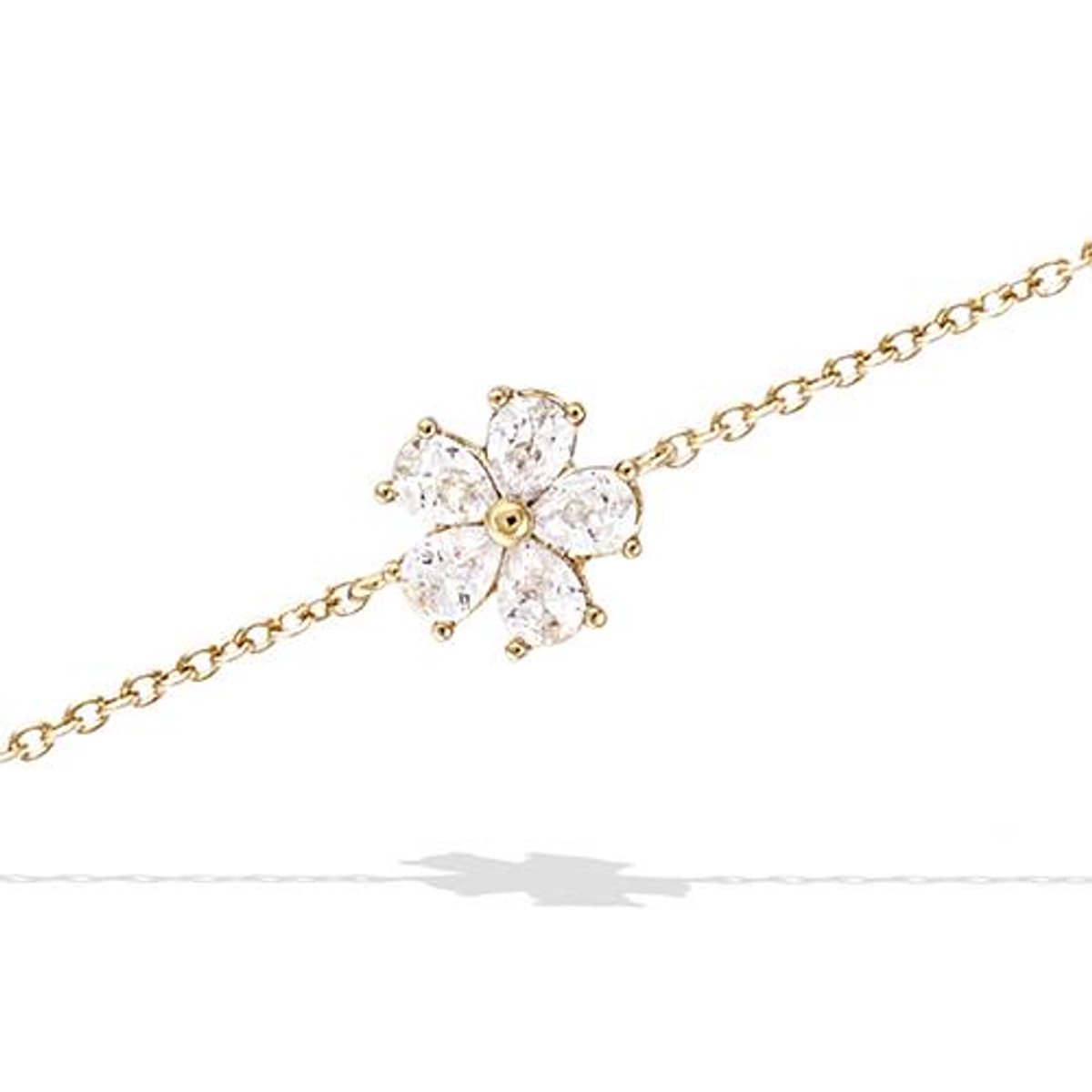 CHIVAL Armband 18K Verguld Goud "Elva" – Luxe, Hypoallergeen, Bloem, Zirkonia, Cadeau voor Haar, Liefde, Romantiek, Geschenkverpakking, Glimmend, Sieraad, Kerst
