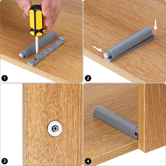 QUARKZMAN Softclose Deurdempers, set van 2 push-to-open deuropeners