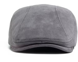 Flatcap Heren Suède Look – Platte Pet Luxe & Stijlvol – Vintage Gatsby Style – Grijs – One Size