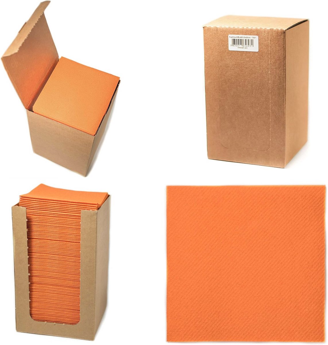 Cocktail Servetten 20x20cm - 100 Stuks - Oranje