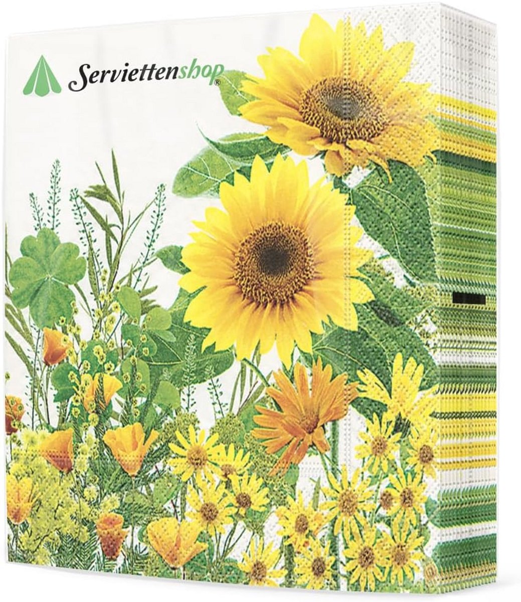 Servetten met Gele Bloemenprint - 20 Stuks - 33 x 33 cm