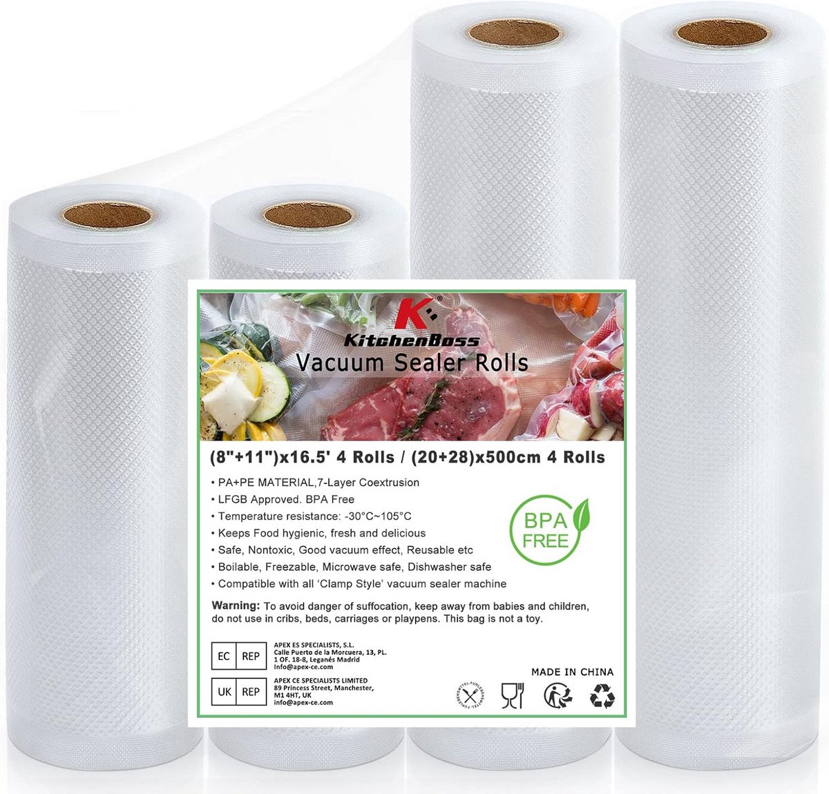 Vacuümrollen 20/28x500cm - BPA-vrije vacuümzakken voor vacuümmachine