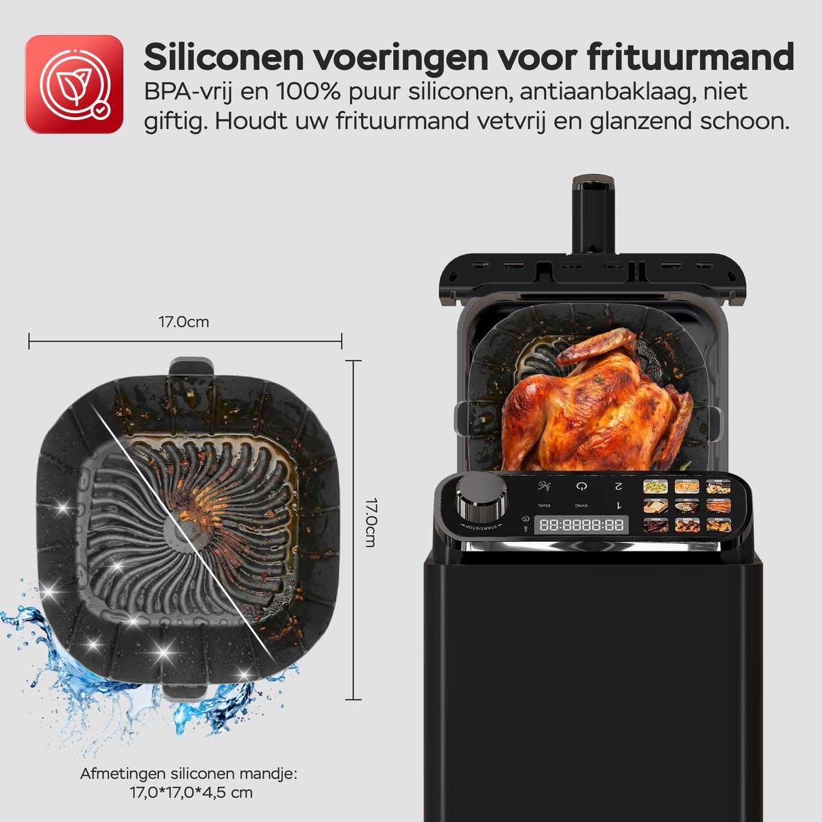 Turbotronic AF510D - Dubbele Airfryer - 11L - Airfryer XXL - Heteluchtfriteuse - Dual Heating - 50ºC tot 200ºC - 6 Kookprogramma's - Zwart — afbeelding 3