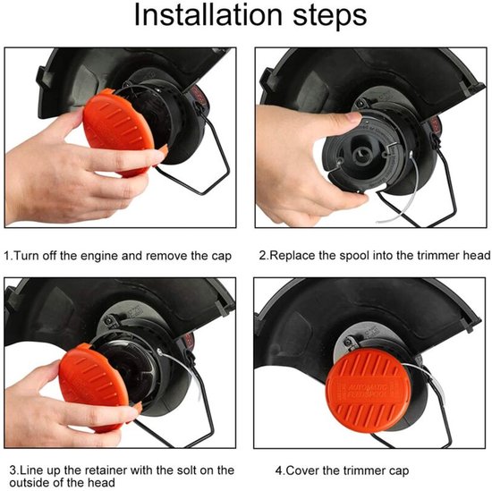 4 Spoelkappen + 4 Veren voor BLACK+DECKER RC-100-P Draadsnoeier - Precisie Passvorm - Eenvoudige Installatie van Merkloos — afbeelding 2