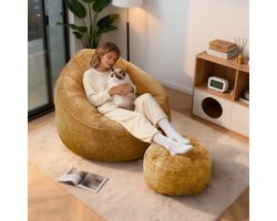 Hiaonyx Zitzak sofa comfortabel zitmeubel voor woonkamer en slaapkamer - met voetenbank - Geel