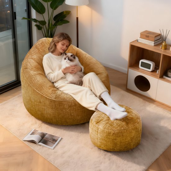 Hiaonyx Zitzak sofa comfortabel zitmeubel voor woonkamer en slaapkamer - Geel