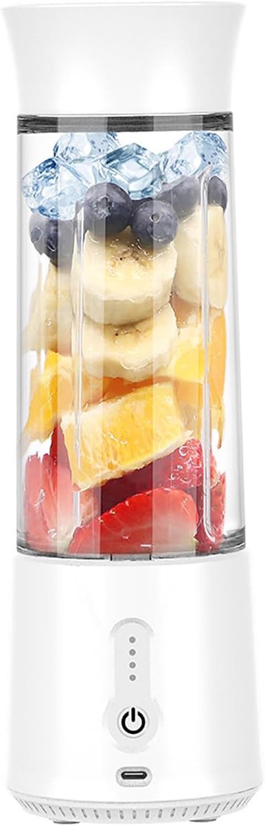 Draagbare blender - Portable blender - 500 ml – Krachtige 6 messen - Met 4000 mah - Mini blender voor shakes en proteïnedranken - sapcentrifuges groenten en fruit - Sapcentrifuge - Wit