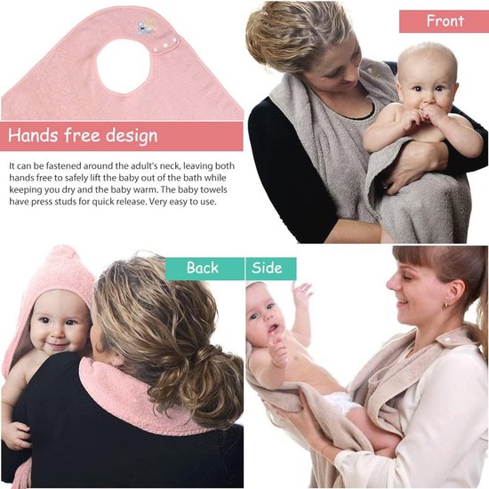 Zachte Babyhanddoek met Capuchon - Absorberende Katoenen Handdoek Voor Pasgeborenen — afbeelding 5