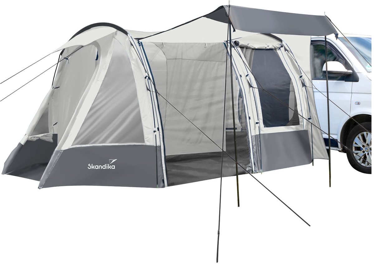 Skandika Busvoortent Aarhus Travel 2 - vrijstaand, slaapcabine voor 2 personen, 10 m² woonkamer, stahoogte 205 cm, muggennet, zonnedak, 2 ingangen, 3000 mm waterkolom, tent voor bus, auto, bestelwagen