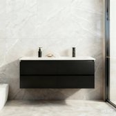 Set de Meubles de Salle de Bain W&B London 120cm - Zwart - Meuble de Salle de Bain avec Lavabo Noir - Y compris le robinet et le drain!